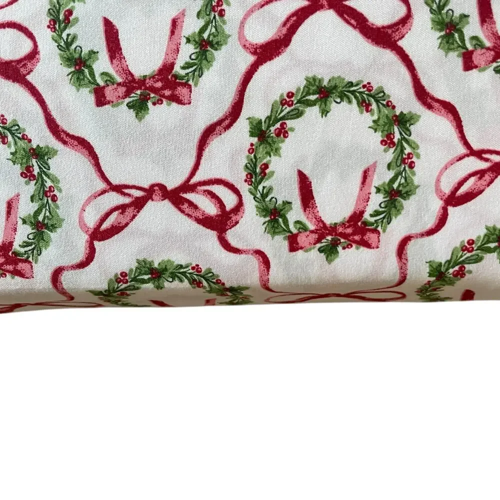 Envogue FULL 4pc Sheet Set Holiday Bows & Wreath Holiday Bedding Green Red NEW